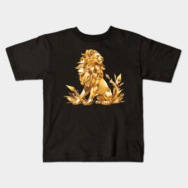 gold lion Kids T-Shirt by piratesnow